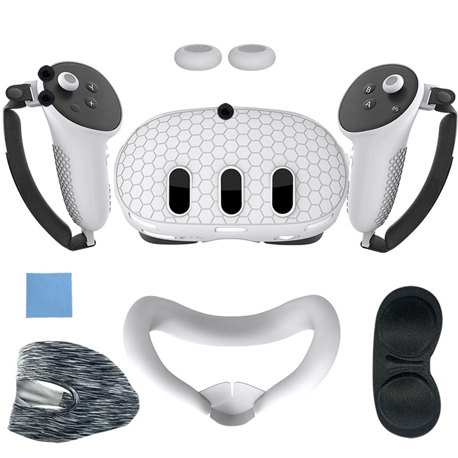 Set de accesorios VR 7 en 1 para Meta Quest 3: cubierta frontal de silicona, fundas para mandos, cubierta frontal antiarañazos, cubierta protectora para lentes y mucho más