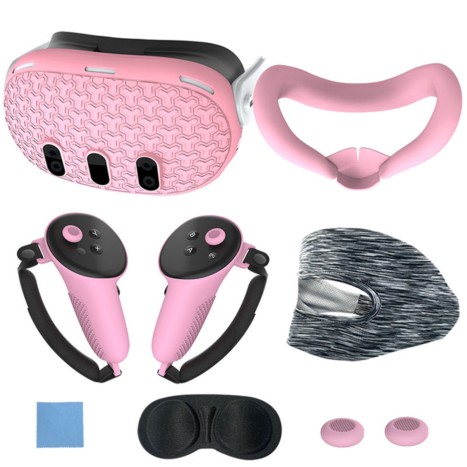 Set de accesorios VR 7 en 1 para Meta Quest 3: cubierta frontal de silicona, fundas para mandos, cubierta frontal antiarañazos, cubierta protectora para lentes y mucho más