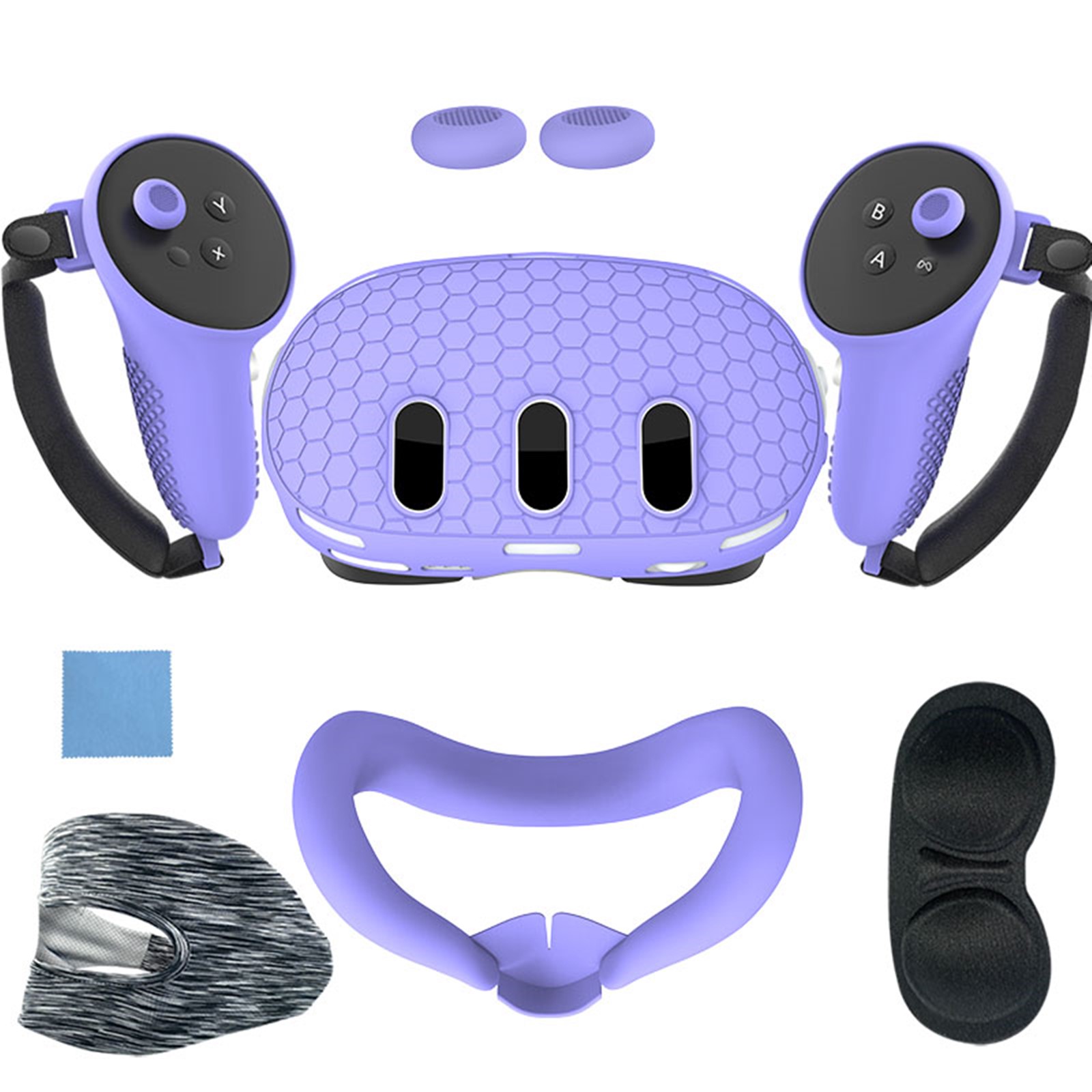 Set de accesorios VR 7 en 1 para Meta Quest 3: cubierta frontal de silicona, fundas para mandos, cubierta frontal antiarañazos, cubierta protectora para lentes y mucho más