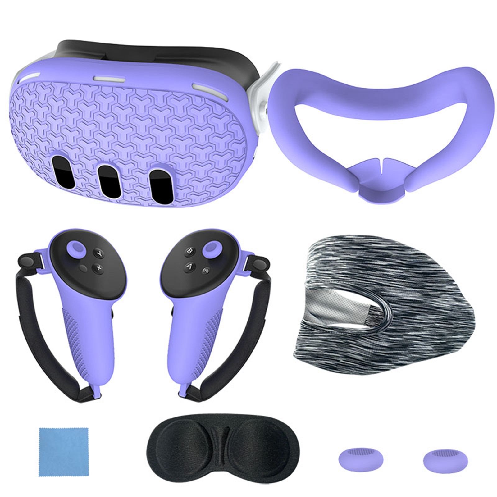 thumbnail image 1 of Set de accesorios VR 7 en 1 para Meta Quest 3: cubierta frontal de silicona, fundas para mandos, cubierta frontal antiarañazos, cubierta protectora para lentes y mucho más, 1 of 7
