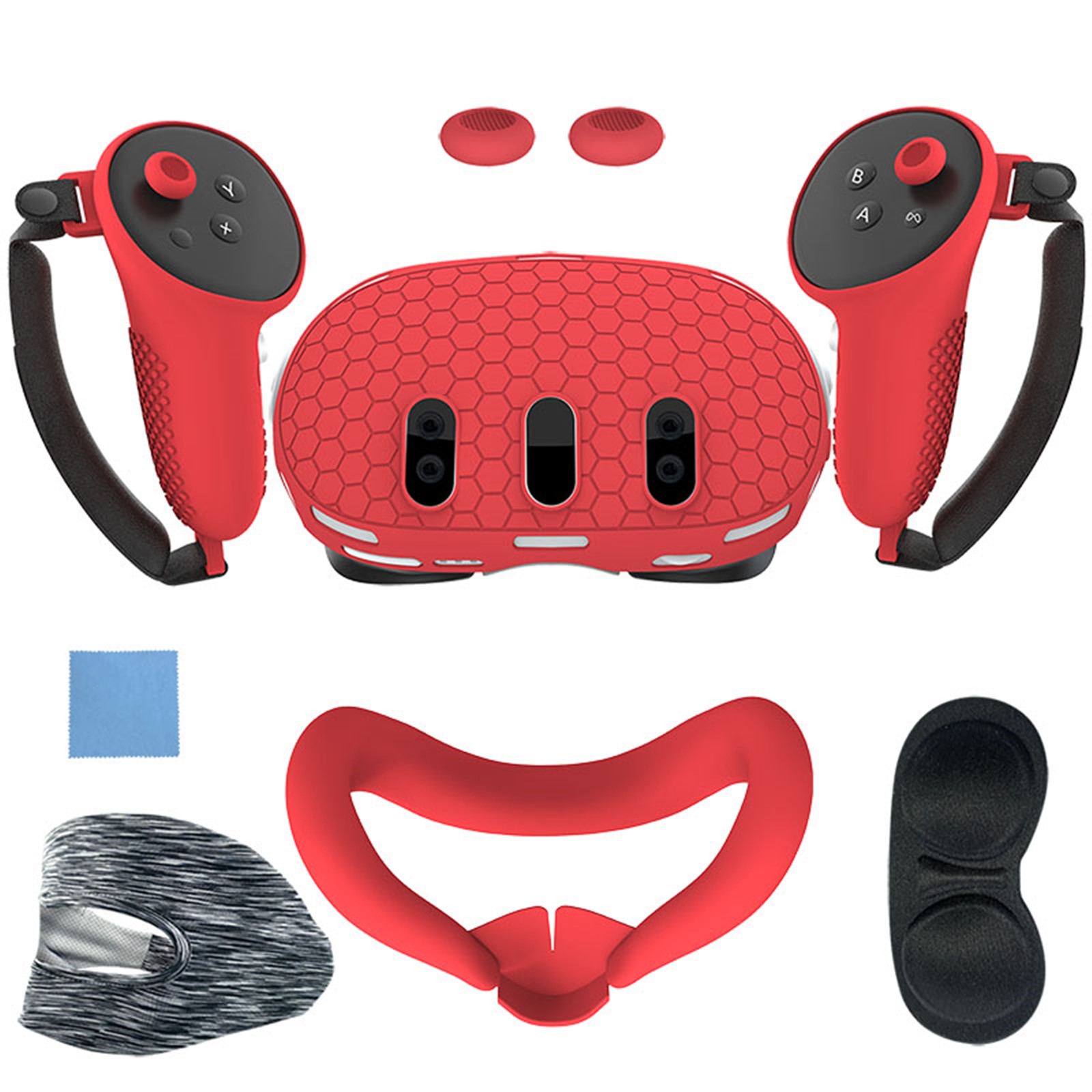 Set de accesorios VR 7 en 1 para Meta Quest 3: cubierta frontal de silicona, fundas para mandos, cubierta frontal antiarañazos, cubierta protectora para lentes y mucho más