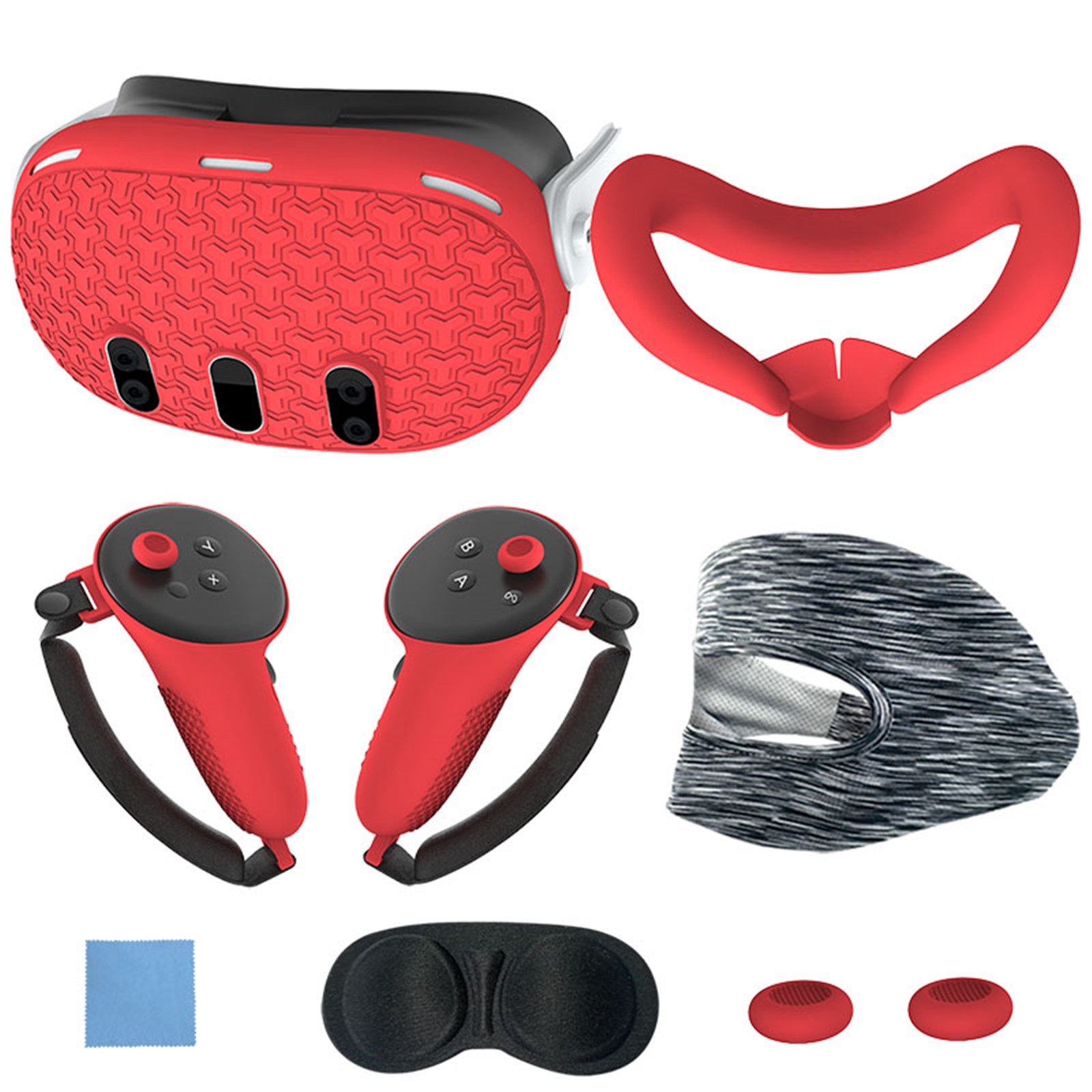 thumbnail image 1 of Set de accesorios VR 7 en 1 para Meta Quest 3: cubierta frontal de silicona, fundas para mandos, cubierta frontal antiarañazos, cubierta protectora para lentes y mucho más, 1 of 7