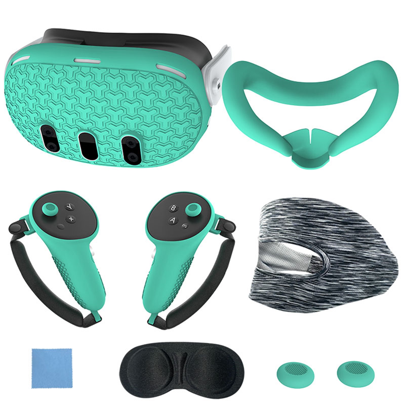 Set de accesorios VR 7 en 1 para Meta Quest 3: cubierta frontal de silicona, fundas para mandos, cubierta frontal antiarañazos, cubierta protectora para lentes y mucho más