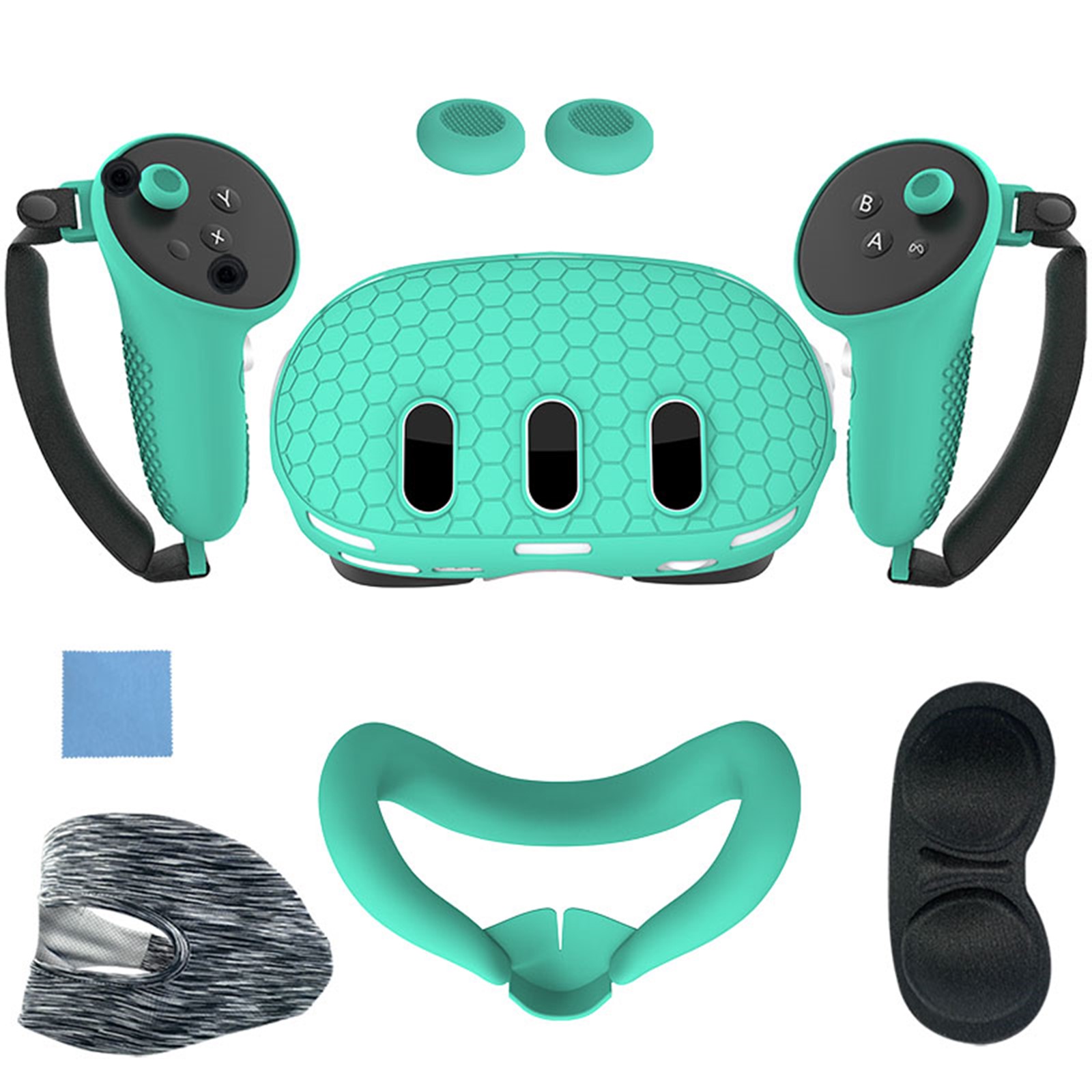 Set de accesorios VR 7 en 1 para Meta Quest 3: cubierta frontal de silicona, fundas para mandos, cubierta frontal antiarañazos, cubierta protectora para lentes y mucho más