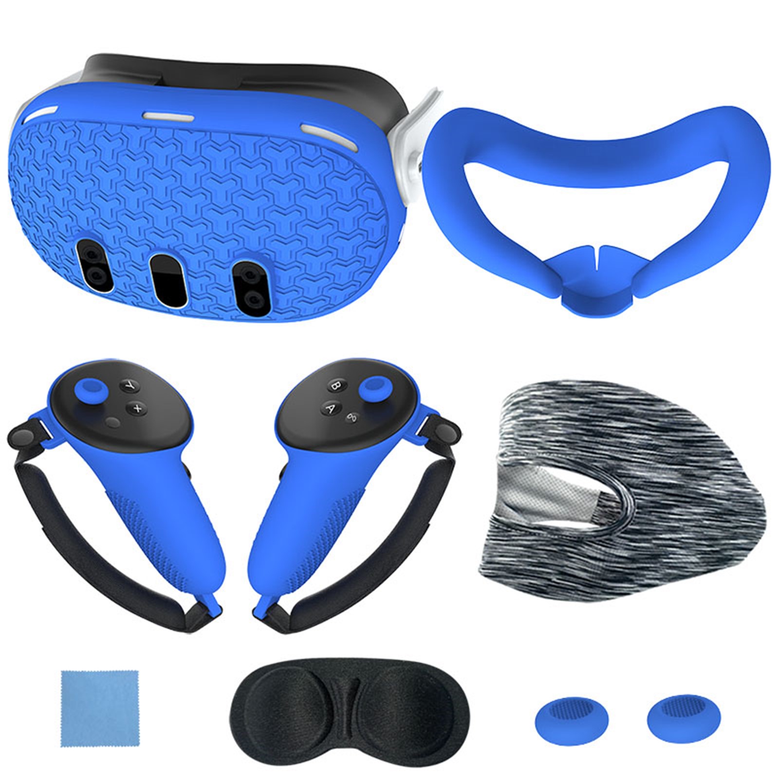 Set de accesorios VR 7 en 1 para Meta Quest 3: cubierta frontal de silicona, fundas para mandos, cubierta frontal antiarañazos, cubierta protectora para lentes y mucho más