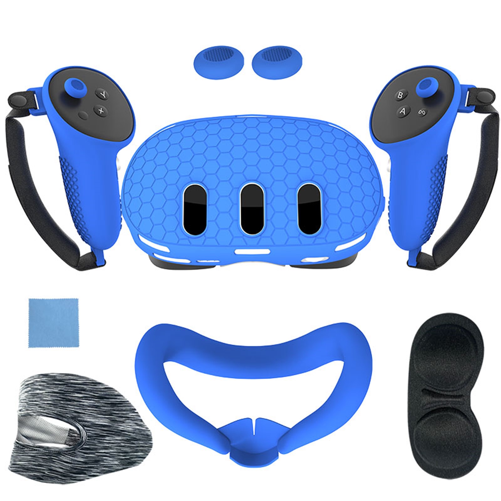 Set de accesorios VR 7 en 1 para Meta Quest 3: cubierta frontal de silicona, fundas para mandos, cubierta frontal antiarañazos, cubierta protectora para lentes y mucho más
