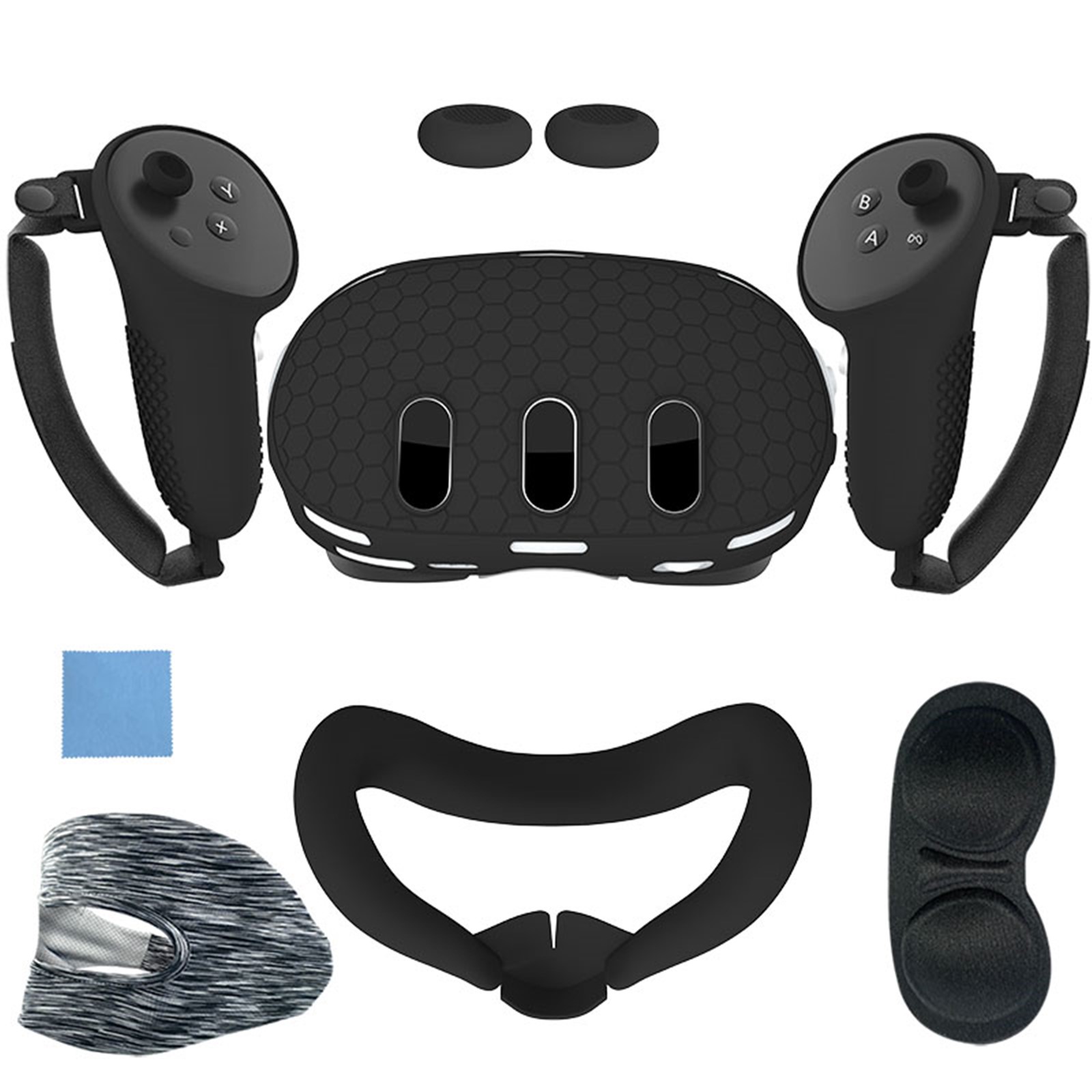 Set de accesorios VR 7 en 1 para Meta Quest 3: cubierta frontal de silicona, fundas para mandos, cubierta frontal antiarañazos, cubierta protectora para lentes y mucho más