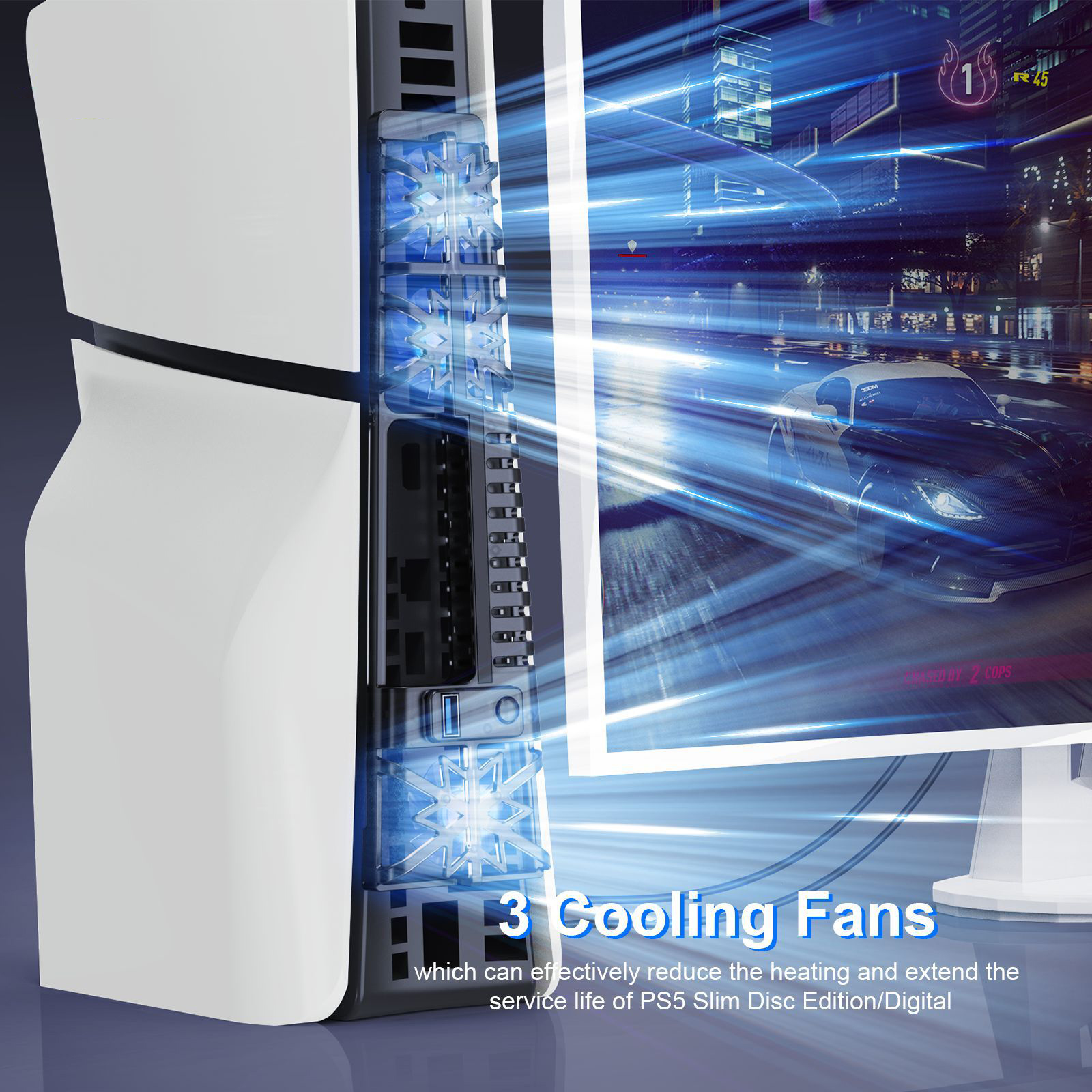 Cooling Fan with RGB Lights for PS5 Slim Console - Picture 6 of 13