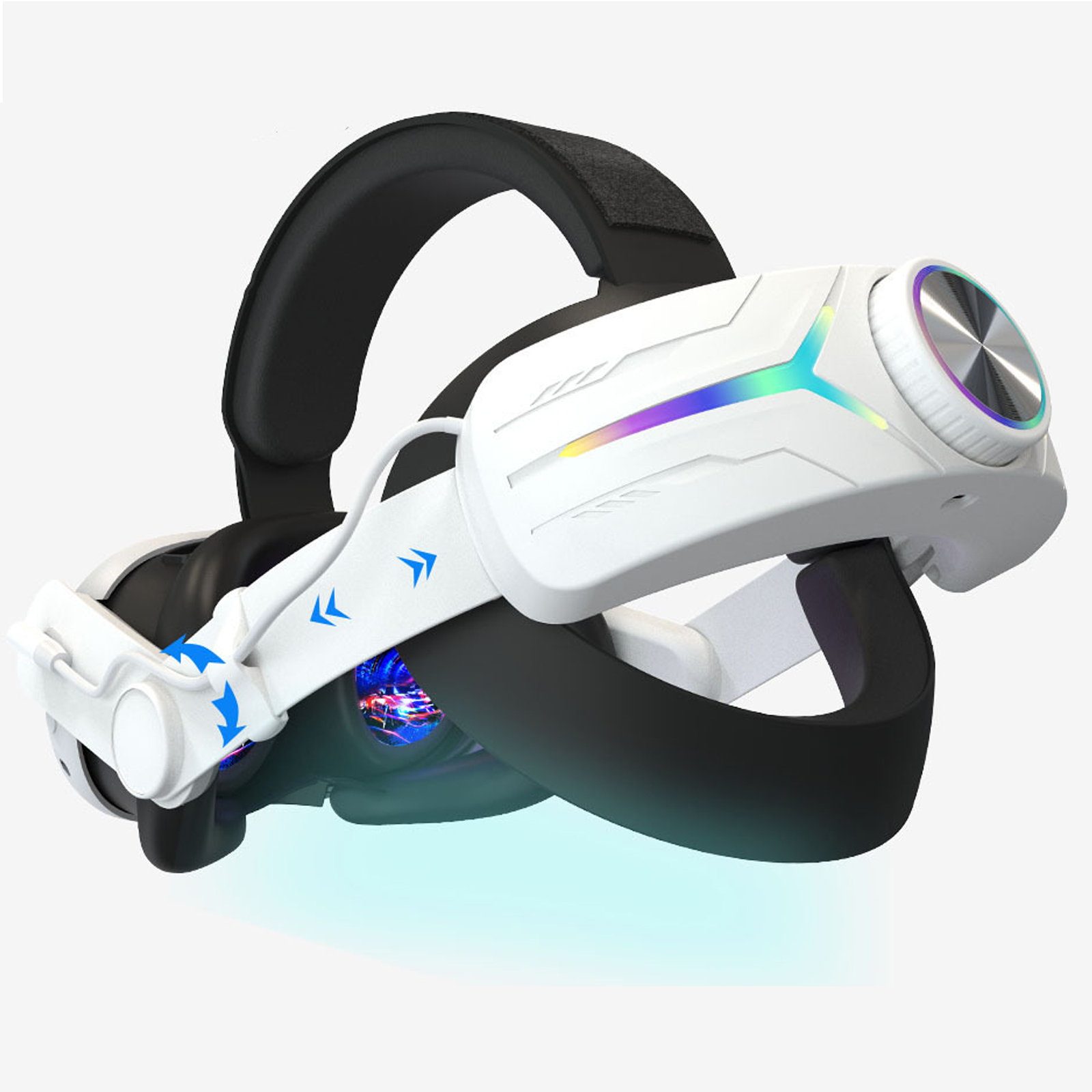 Diadema de carga para Meta Quest 3 con batería de 8000 mAh para prolongar el tiempo de juego, luces RGB de colores y accesorios de repuesto