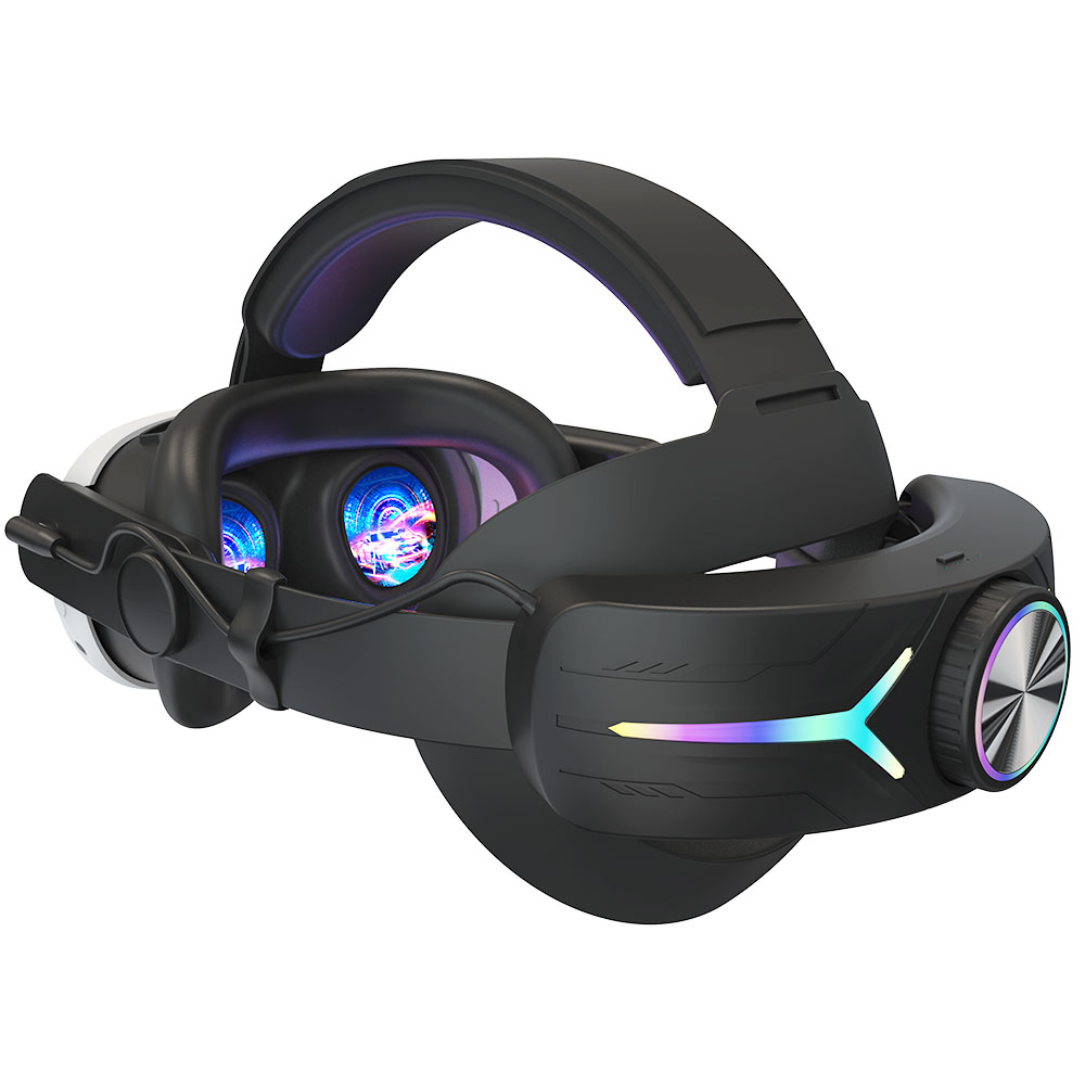 thumbnail image 1 of Diadema de carga para Meta Quest 3 con batería de 8000 mAh para prolongar el tiempo de juego, luces RGB de colores y accesorios de repuesto, 1 of 7