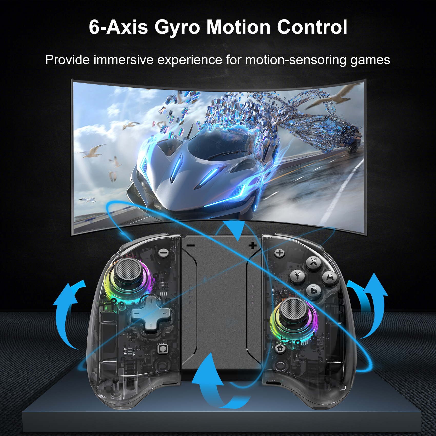 Game Controller for Switch/OLED with Adjustable TURBO/Vibration/Programmable/RGB - Picture 49 of 56