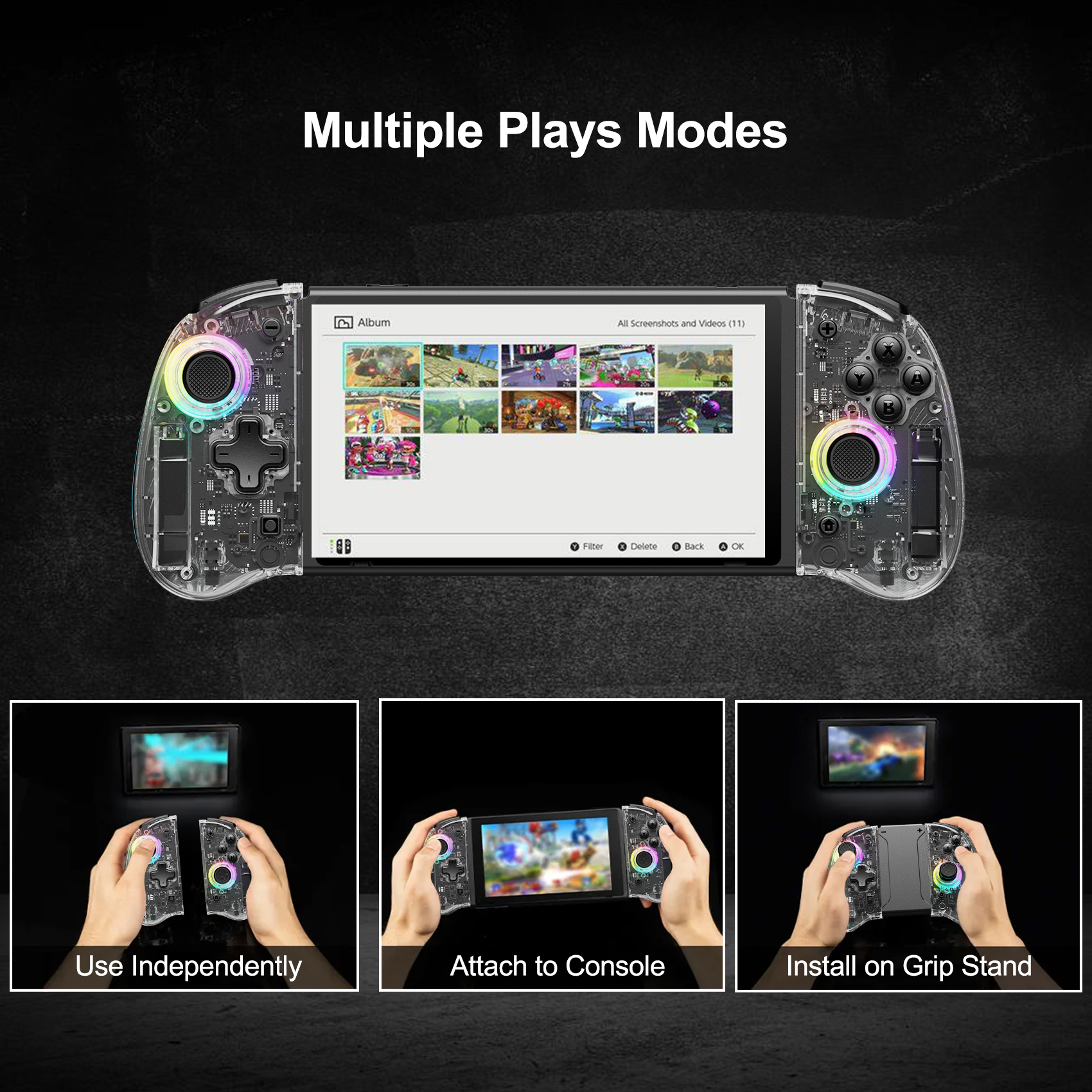 Game Controller for Switch/OLED with Adjustable TURBO/Vibration/Programmable/RGB - Picture 15 of 56
