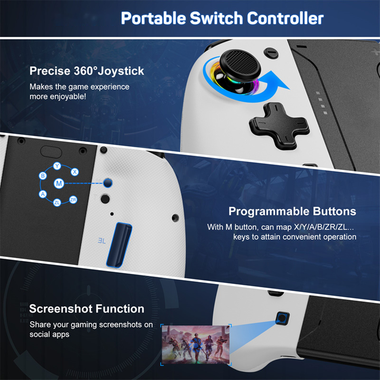 Game Controller for Switch/OLED with Adjustable TURBO/Vibration/Programmable/RGB - Picture 44 of 56