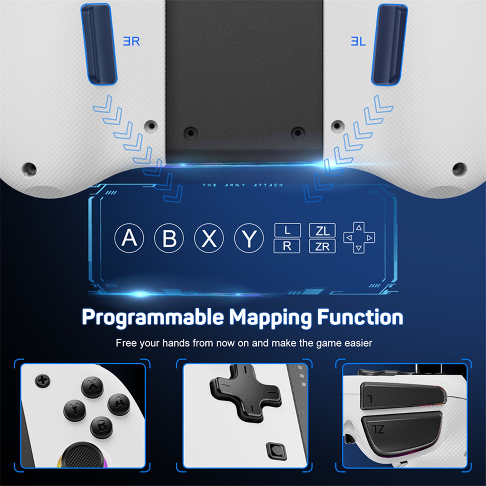 Game Controller for Switch/OLED with Adjustable TURBO/Vibration/Programmable/RGB - Picture 42 of 56