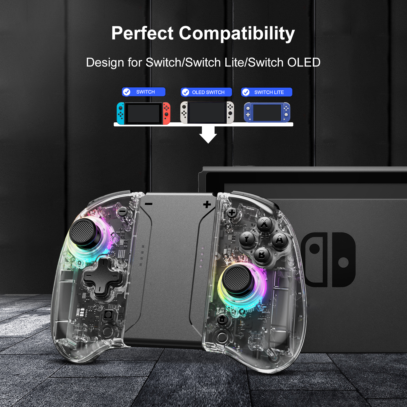 Game Controller for Switch/OLED with Adjustable TURBO/Vibration/Programmable/RGB - Picture 14 of 56