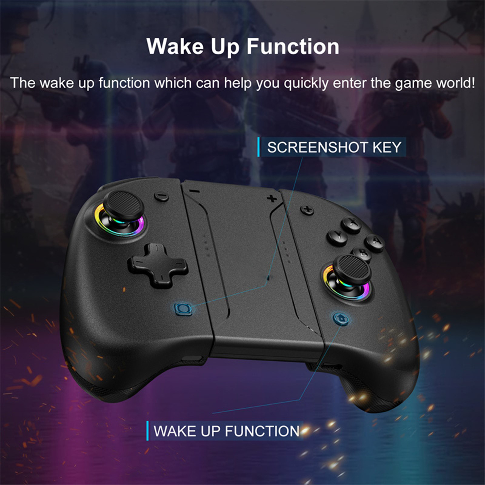 Game Controller for Switch/OLED with Adjustable TURBO/Vibration/Programmable/RGB - Picture 7 of 56