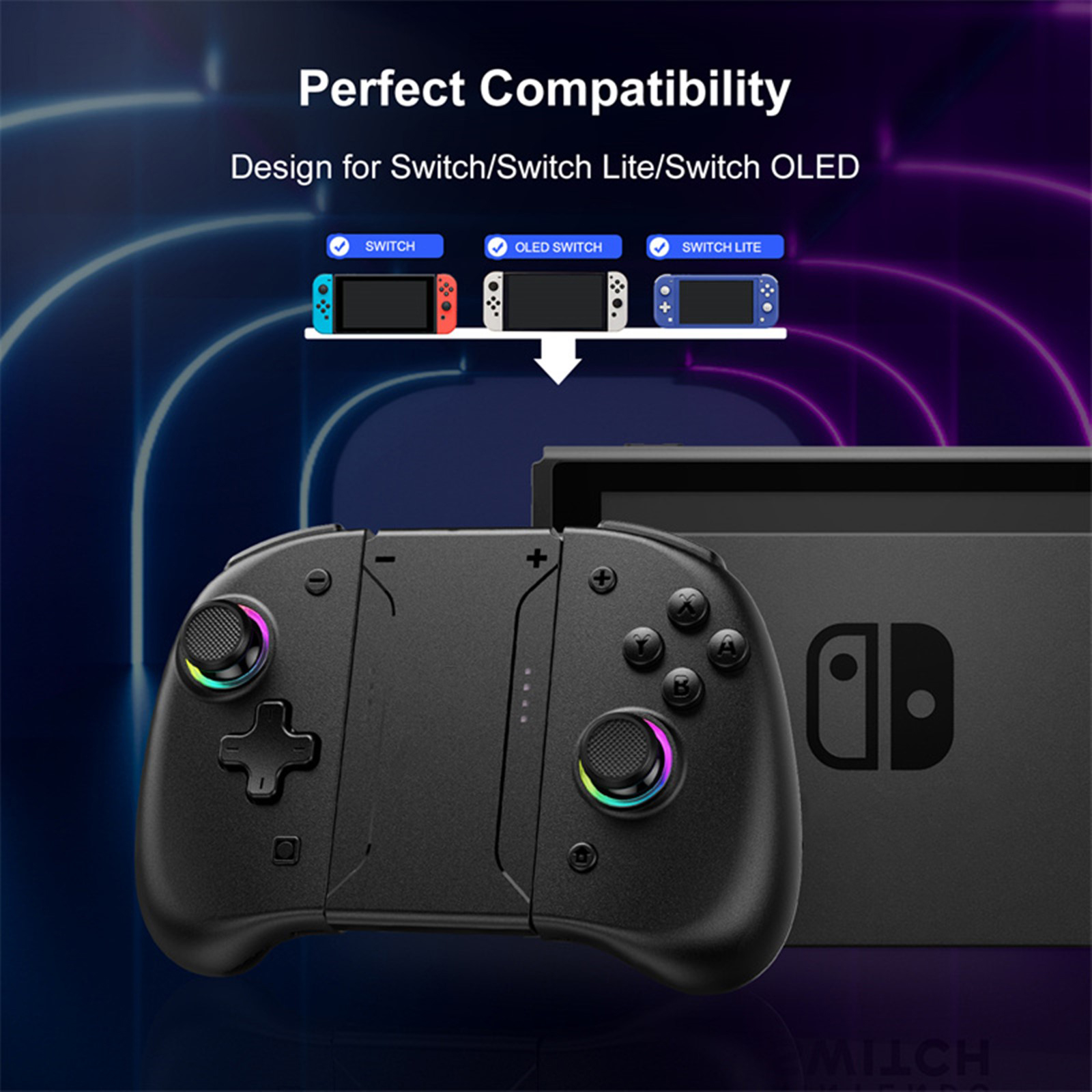 Game Controller for Switch/OLED with Adjustable TURBO/Vibration/Programmable/RGB - Picture 12 of 56