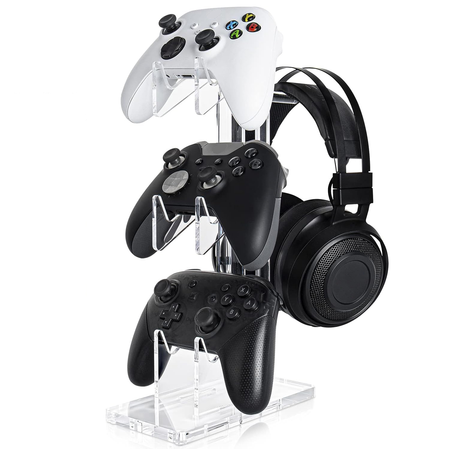 Soporte de 3 niveles para mandos y auriculares para Xbox One X/Switch/PS4/PS5/PC, accesorios para juegos con soporte para mandos