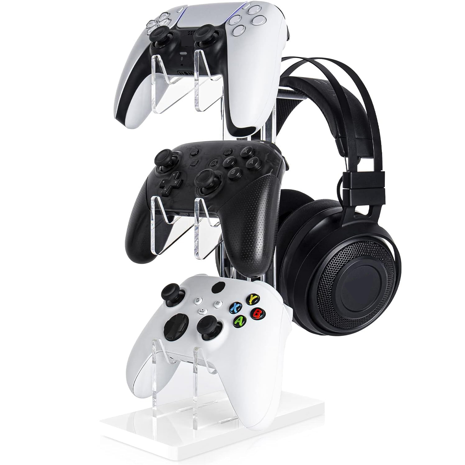 thumbnail image 1 of Soporte de 3 niveles para mandos y auriculares para Xbox One X/Switch/PS4/PS5/PC, accesorios para juegos con soporte para mandos, 1 of 6