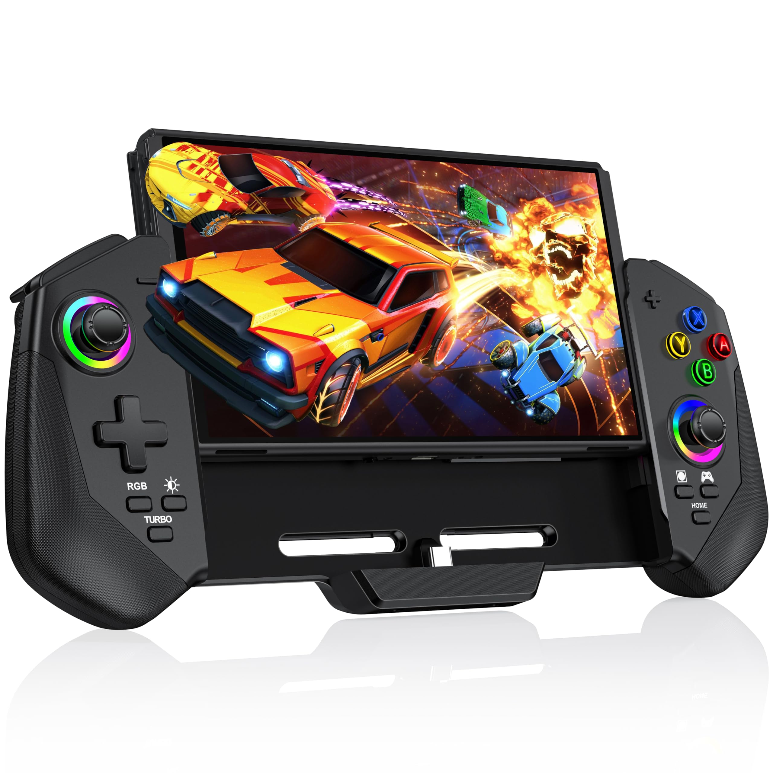 thumbnail image 1 of Mando para Switch/OLED, mando portátil todo en uno. Con joystick Hall, luz LED ajustable, turbo, giroscopio de 6 ejes, vibración de doble motor, 4 ranuras para juegos. Sustitución del mando, 1 of 6