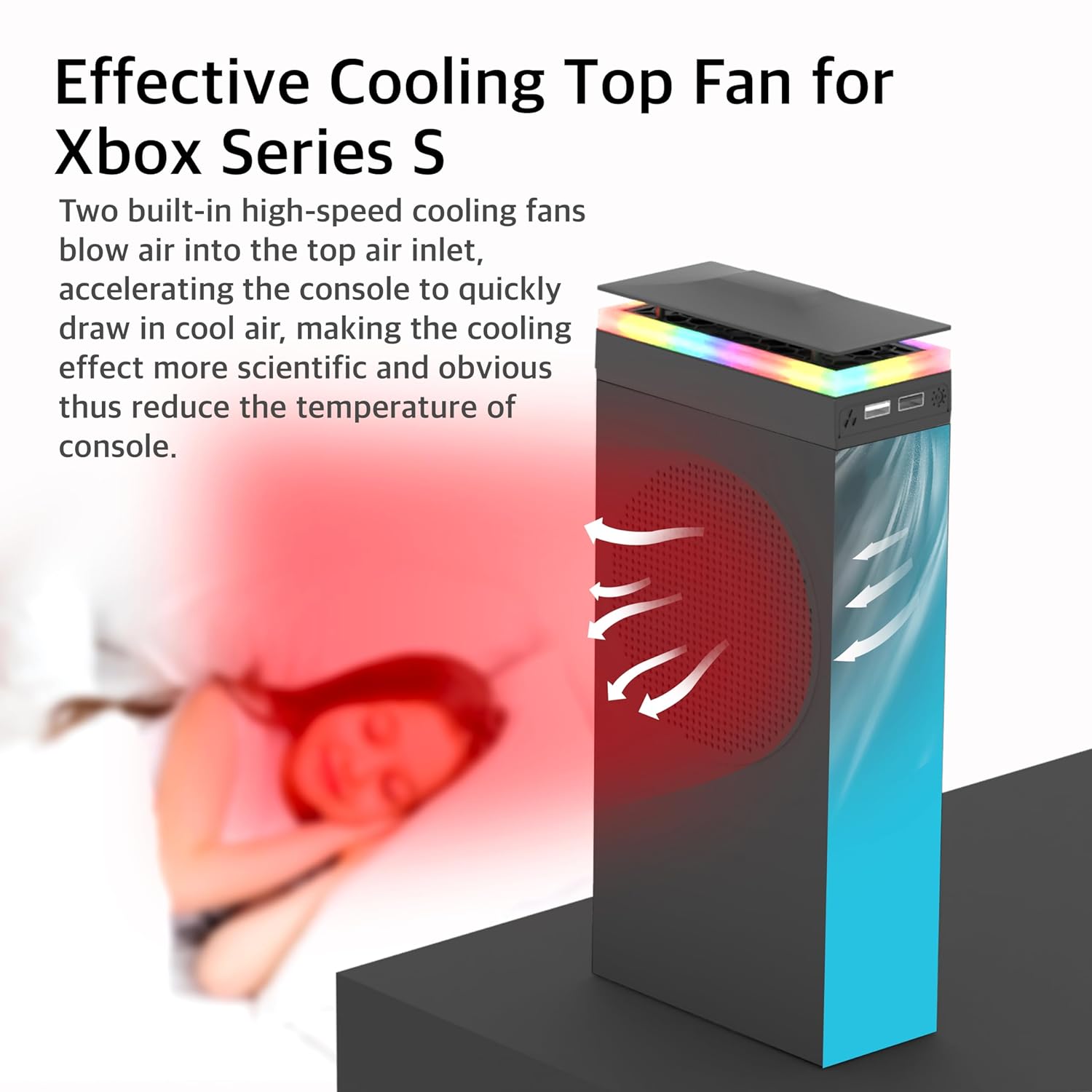 Ventilador de refrigeración RGB para Xbox Series S, con luz Rgb, filtro antipolvo, puertos USB - Imagen 18 de 30
