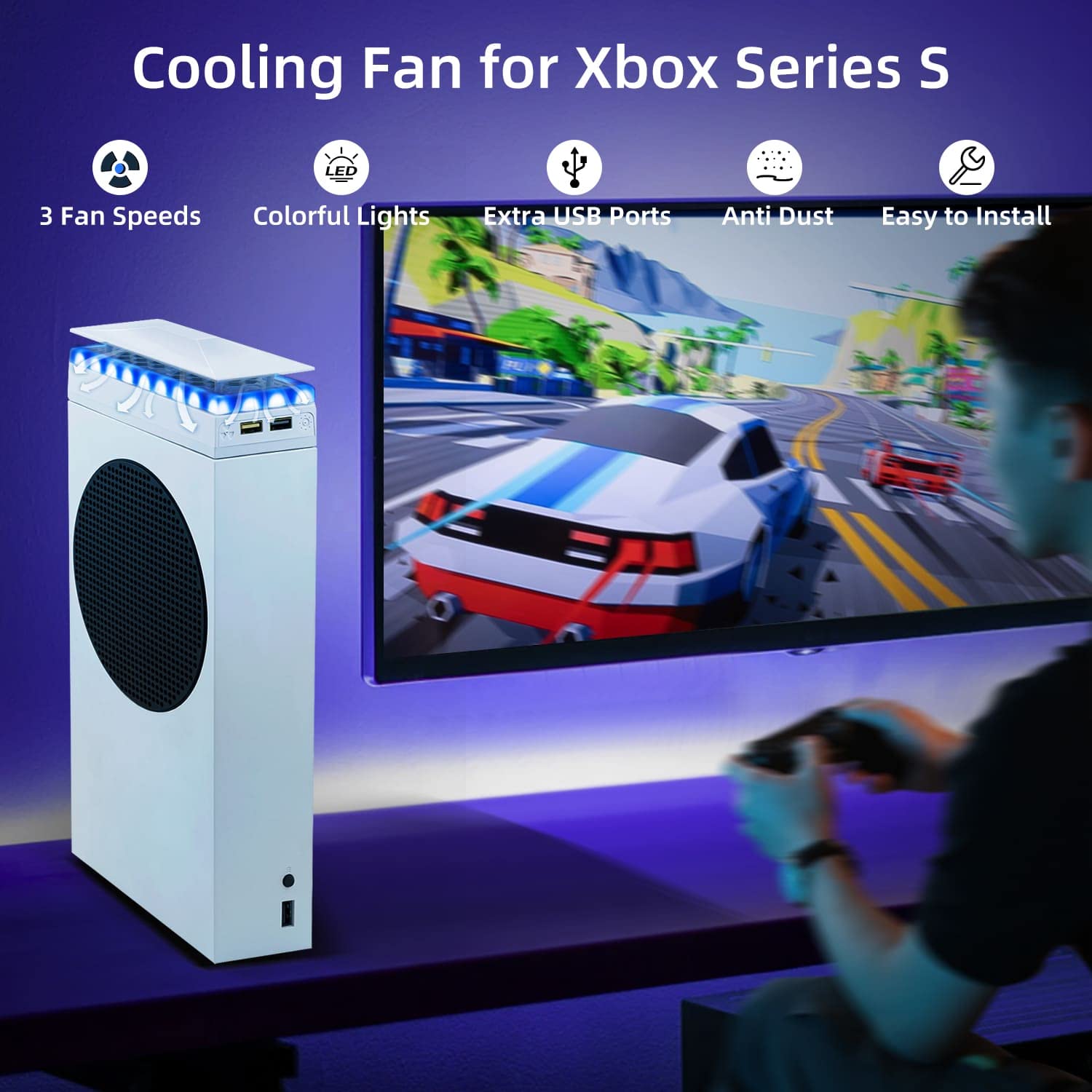 Ventilador de refrigeración RGB para Xbox Series S, con luz Rgb, filtro antipolvo, puertos USB - Imagen 23 de 30