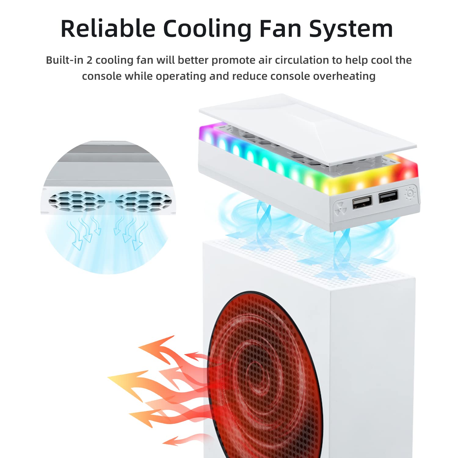 Ventilador de refrigeración RGB para Xbox Series S, con luz Rgb, filtro antipolvo, puertos USB - Imagen 24 de 30