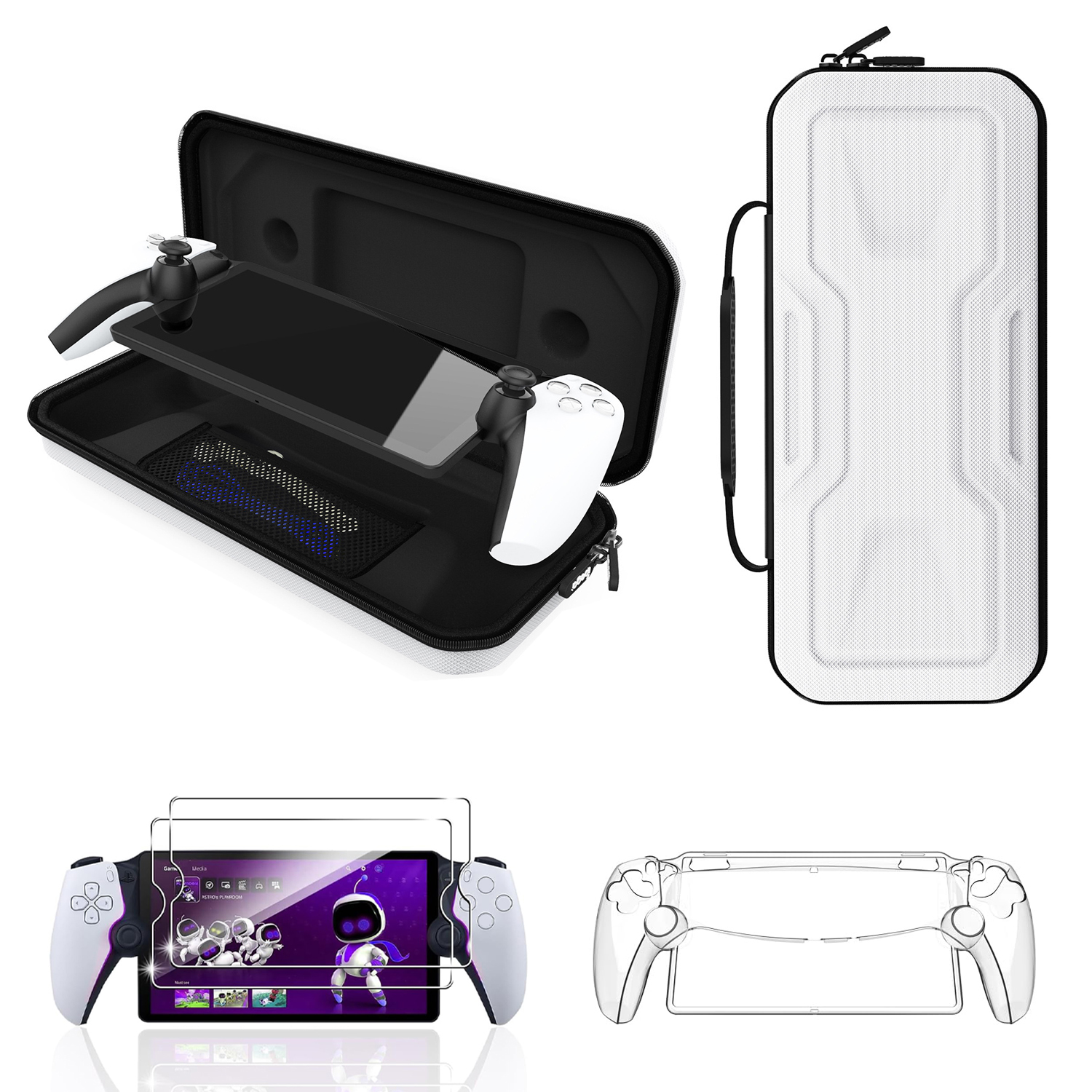 thumbnail image 1 of Paquete de accesorios para PlayStation Portal, con funda de transporte y funda rígida transparente protector de pantalla de cristal templado para PS5 Portal, 1 of 9