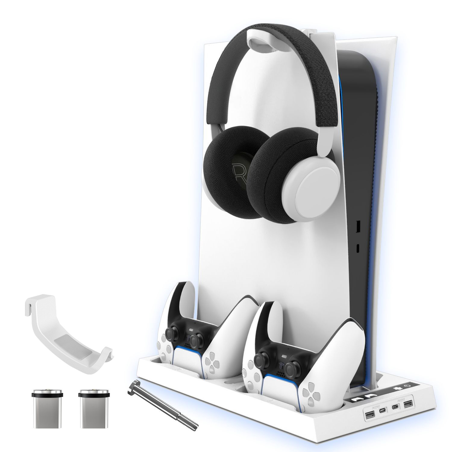 thumbnail image 1 of Soporte de refrigeración multifuncional para PS5 Digital & Disc Edition, cargador con asa para consolas de videojuegos, gancho para auriculares y mando, base de almacenamiento para PS5, accesorios, 1 of 9