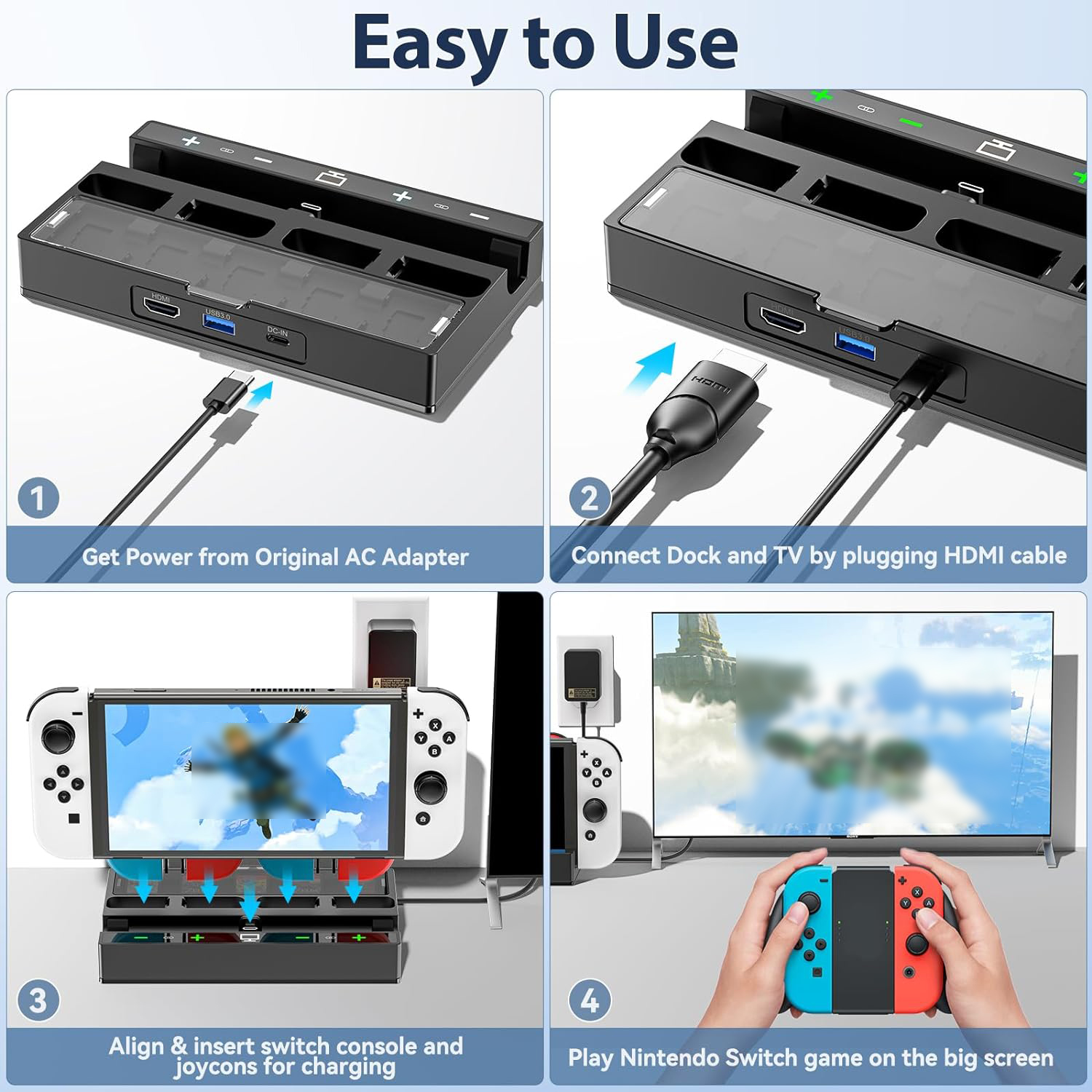 Docking Station for Switch with Controller Charger, 4K HDMI TV Dock USB Port - Picture 14 of 15