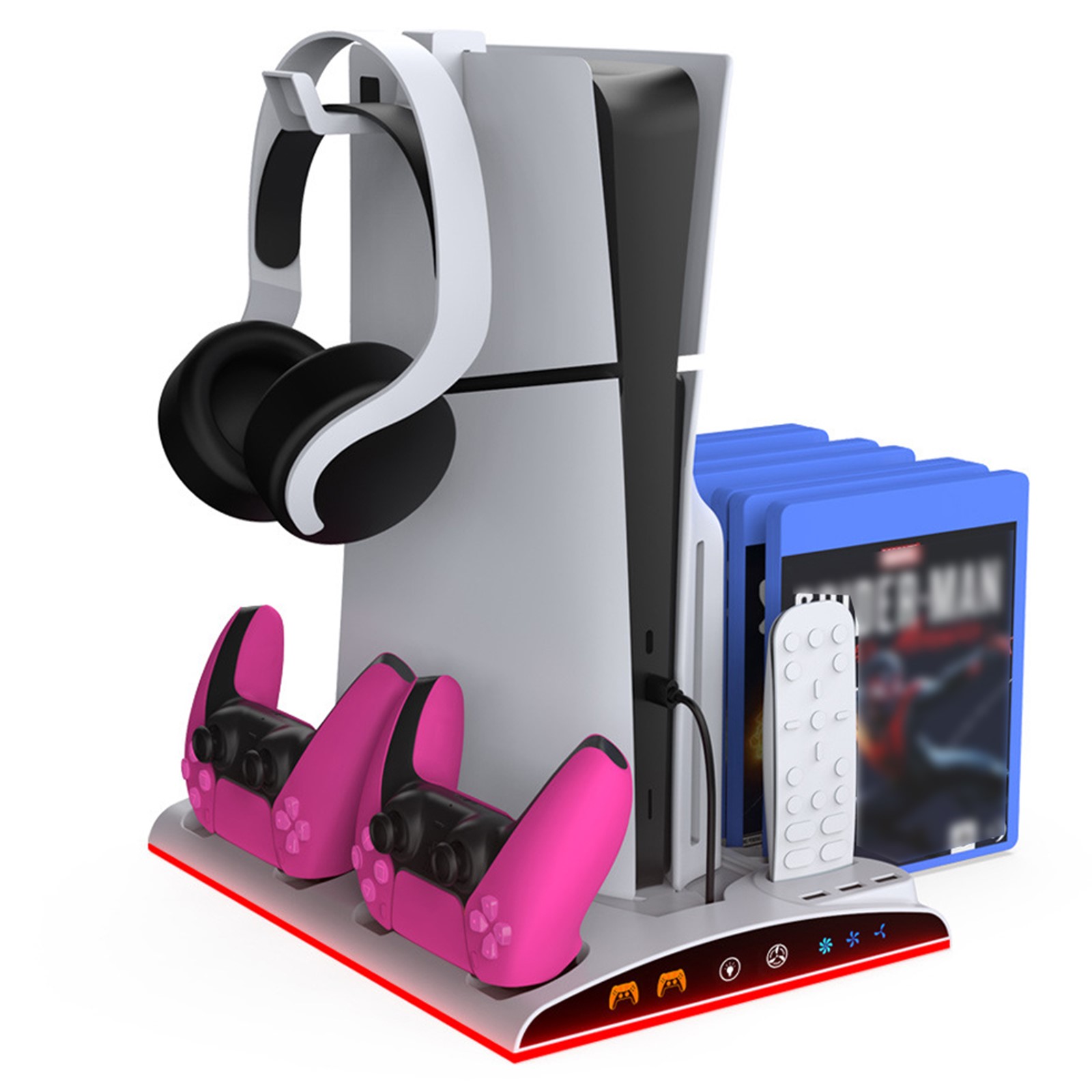 Vertical Cooling Stand for PS5/Slim with Controller Charging, RGB, Game Slots - Picture 15 of 16