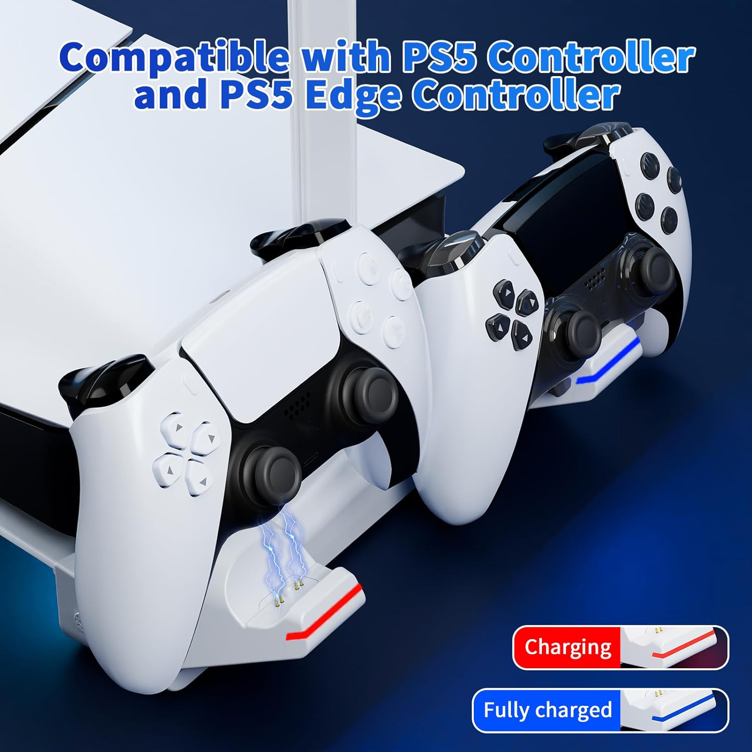 Horizontal Stand for PS5 Slim with Controller Charger, Headset Holder, USB Ports - Picture 11 of 14