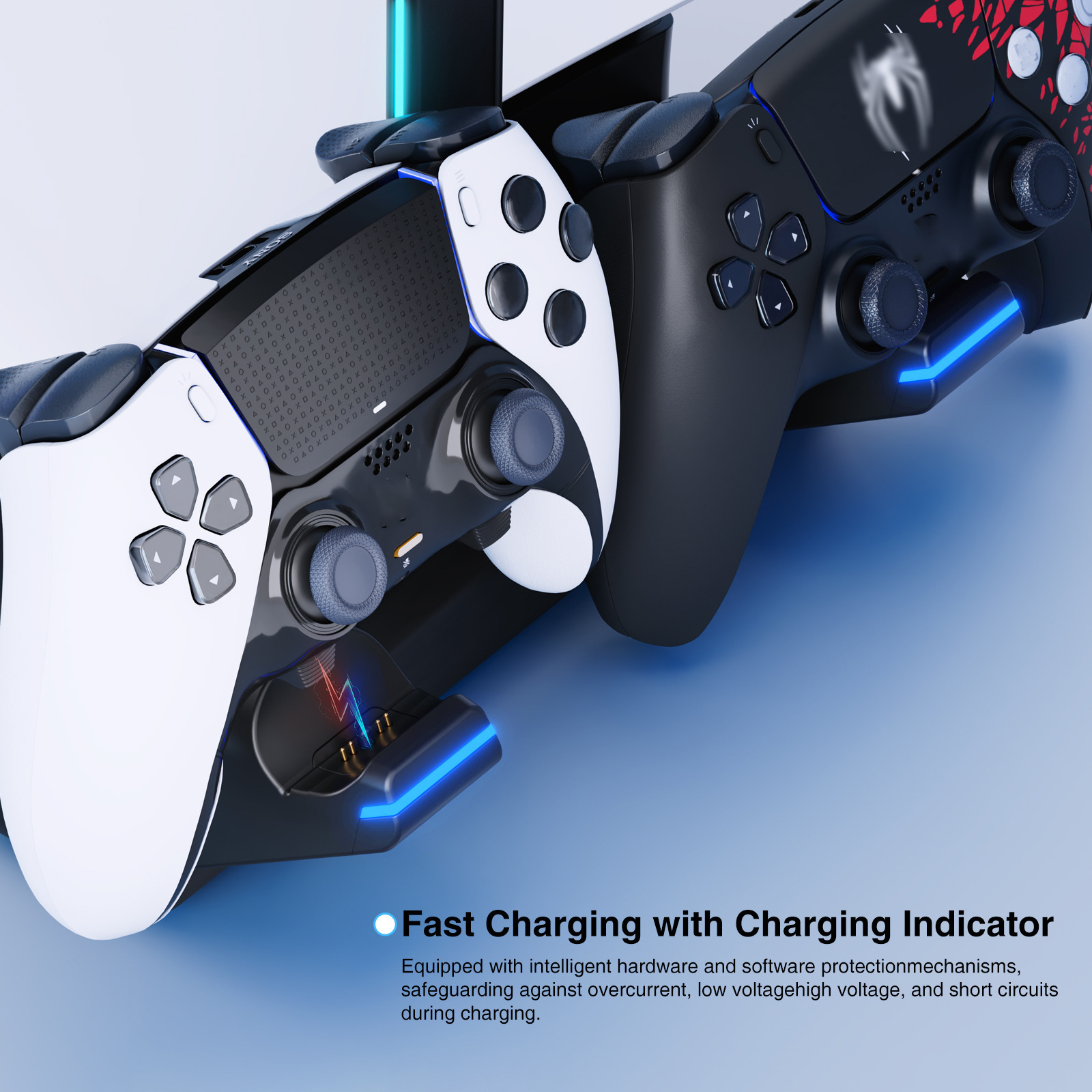 Horizontal Stand for PS5 Slim with Controller Charger, Headset Holder, USB Ports - Picture 4 of 14