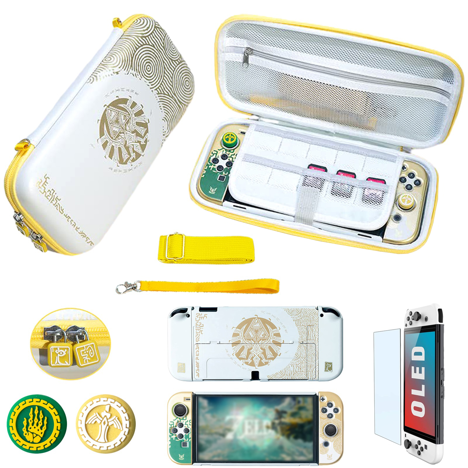 thumbnail image 1 of Bolsa de almacenamiento para Nintendo Switch / OLED, con 10 ranuras para tarjetas de juego integradas, carcasa protectora, protector de pantalla de alta definición, 1 of 7