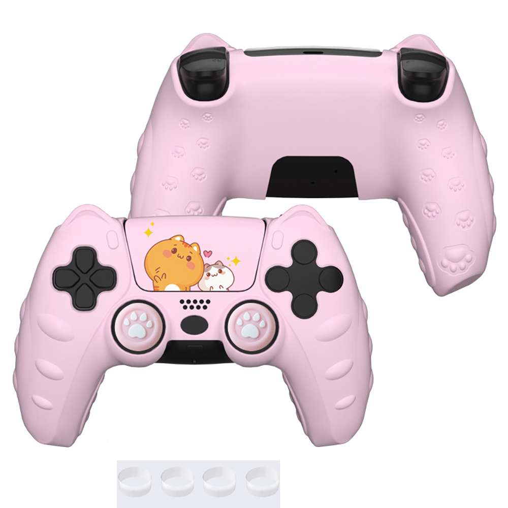 Silicone Protective Cover for PS5 Controller with Joystick Cap and Sticker