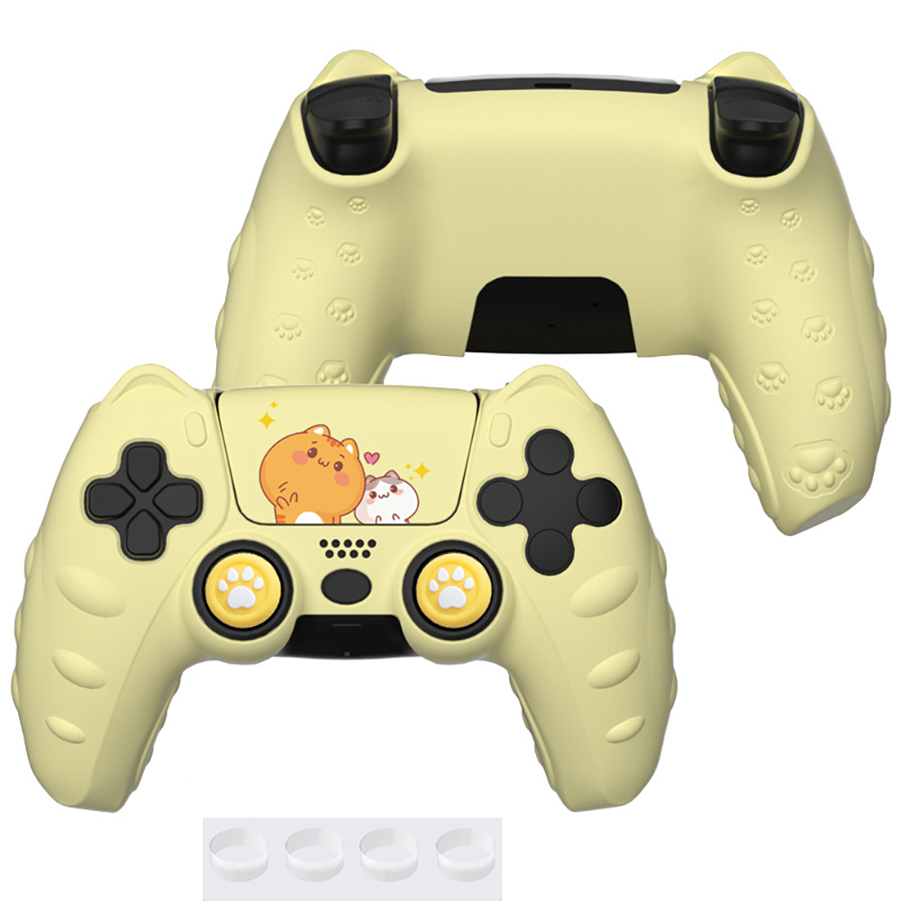 thumbnail image 1 of Funda protectora de silicona para mando de PS5, suave, cómoda, con dibujos animados y bonita, con tapa para joystick y accesorios adhesivos para el joystick, 1 of 7