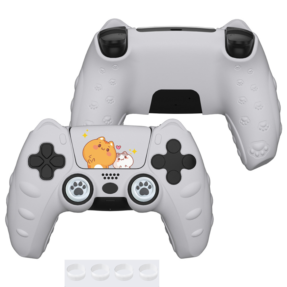 thumbnail image 1 of Funda protectora de silicona para mando de PS5, suave, cómoda, con dibujos animados y bonita, con tapa para joystick y accesorios adhesivos para el joystick, 1 of 7