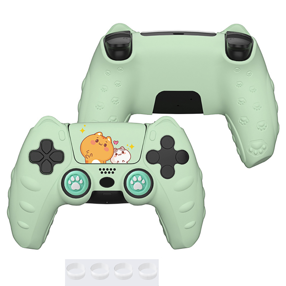 thumbnail image 1 of Funda protectora de silicona para mando de PS5, suave, cómoda, con dibujos animados y bonita, con tapa para joystick y accesorios adhesivos para el joystick, 1 of 7