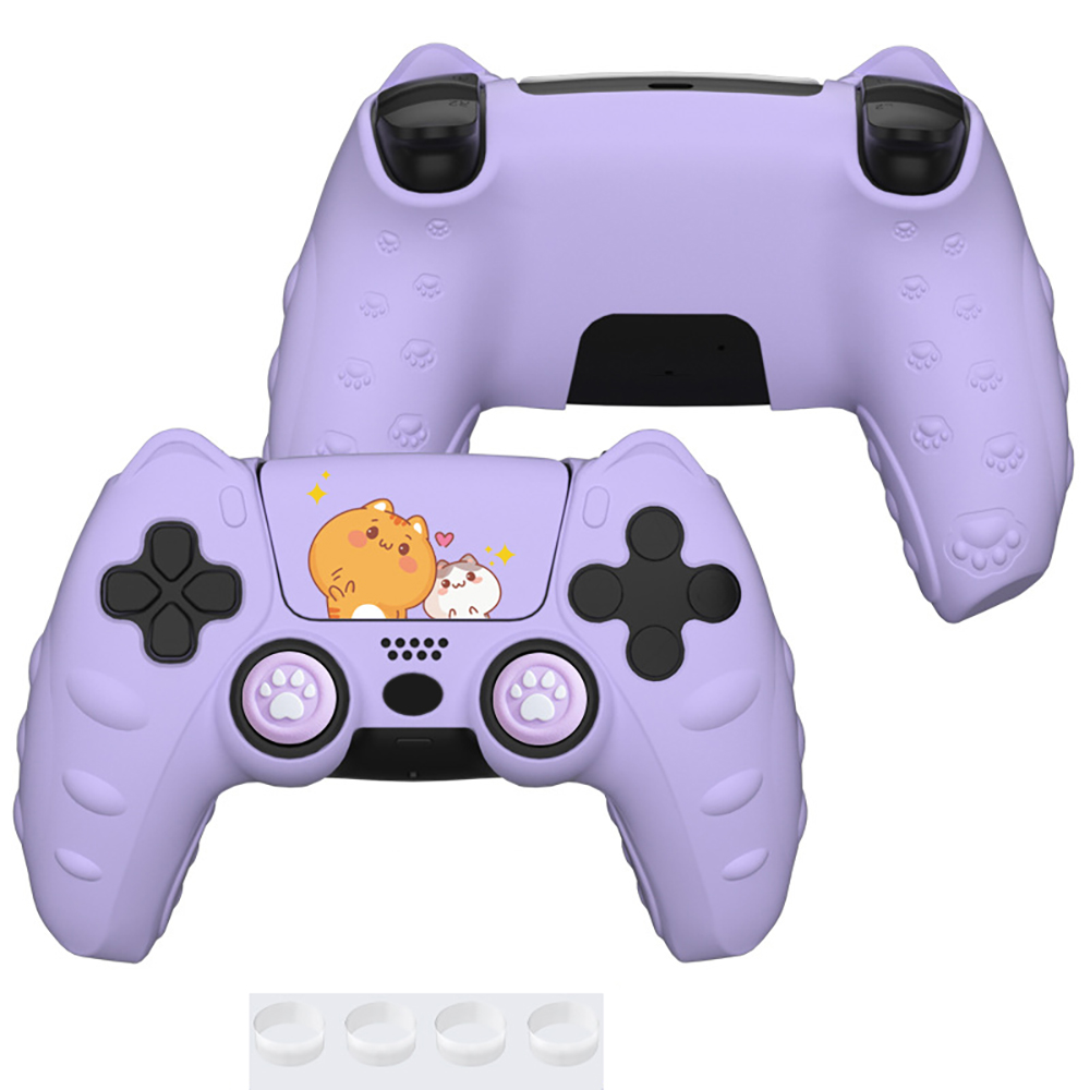 Funda protectora de silicona para mando de PS5, suave, cómoda, con dibujos animados y bonita, con tapa para joystick y accesorios adhesivos para el joystick