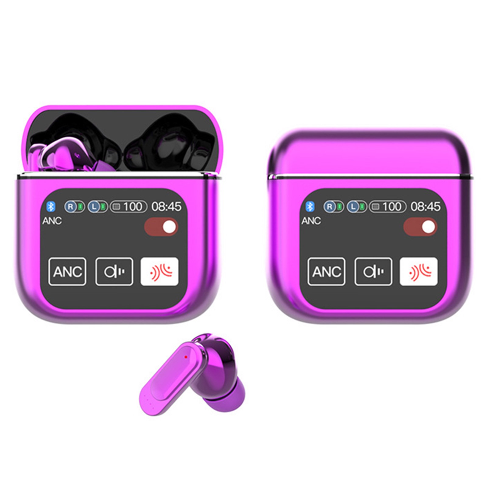 thumbnail image 1 of Auriculares intrauditivos inalámbricos con pantalla táctil LED, cancelación de ruido ANC y ENC, estuche de carga inteligente, micrófono para llamadas perfectas con control por voz, 1 of 8