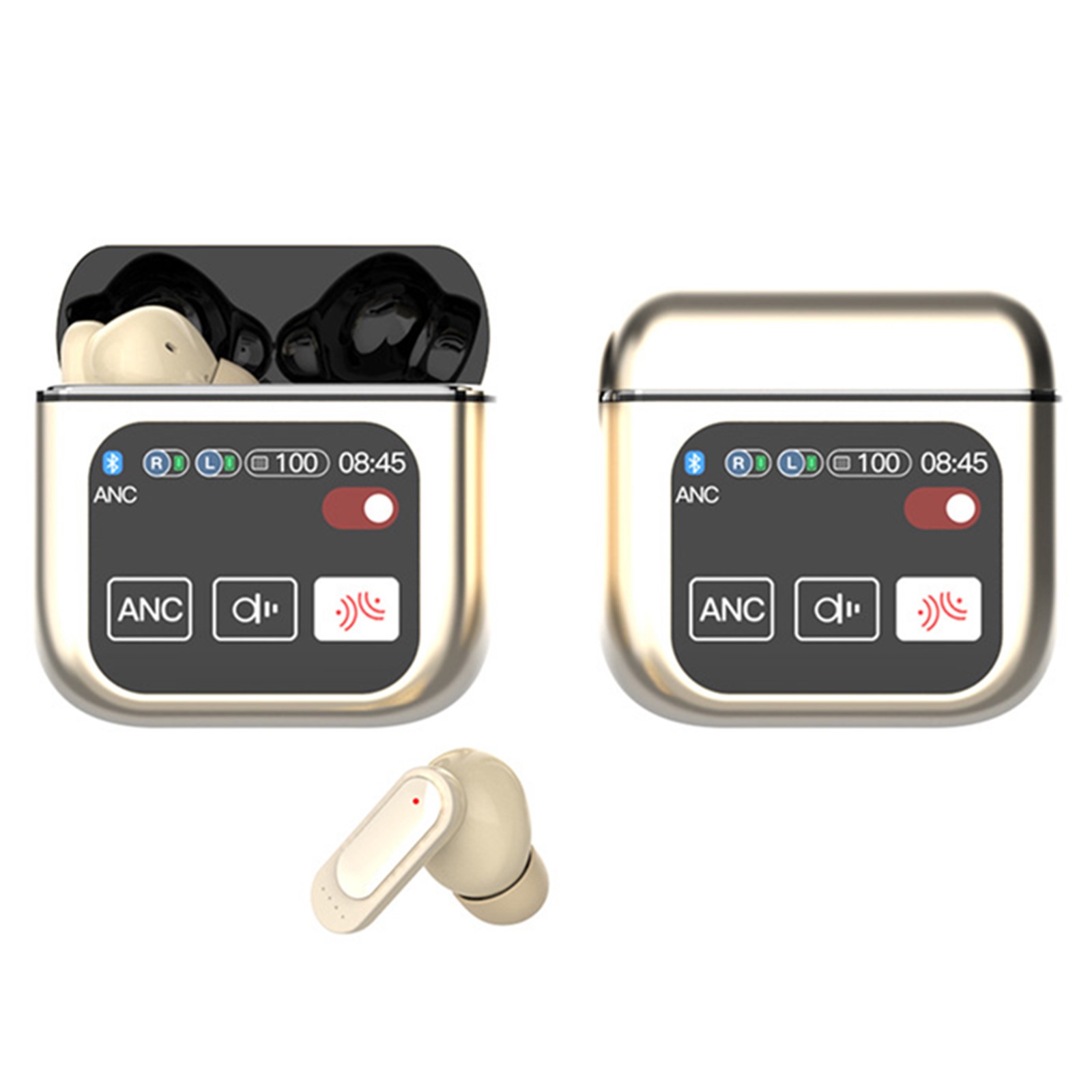 thumbnail image 1 of Auriculares intrauditivos inalámbricos con pantalla táctil LED, cancelación de ruido ANC y ENC, estuche de carga inteligente, micrófono para llamadas perfectas con control por voz, 1 of 8