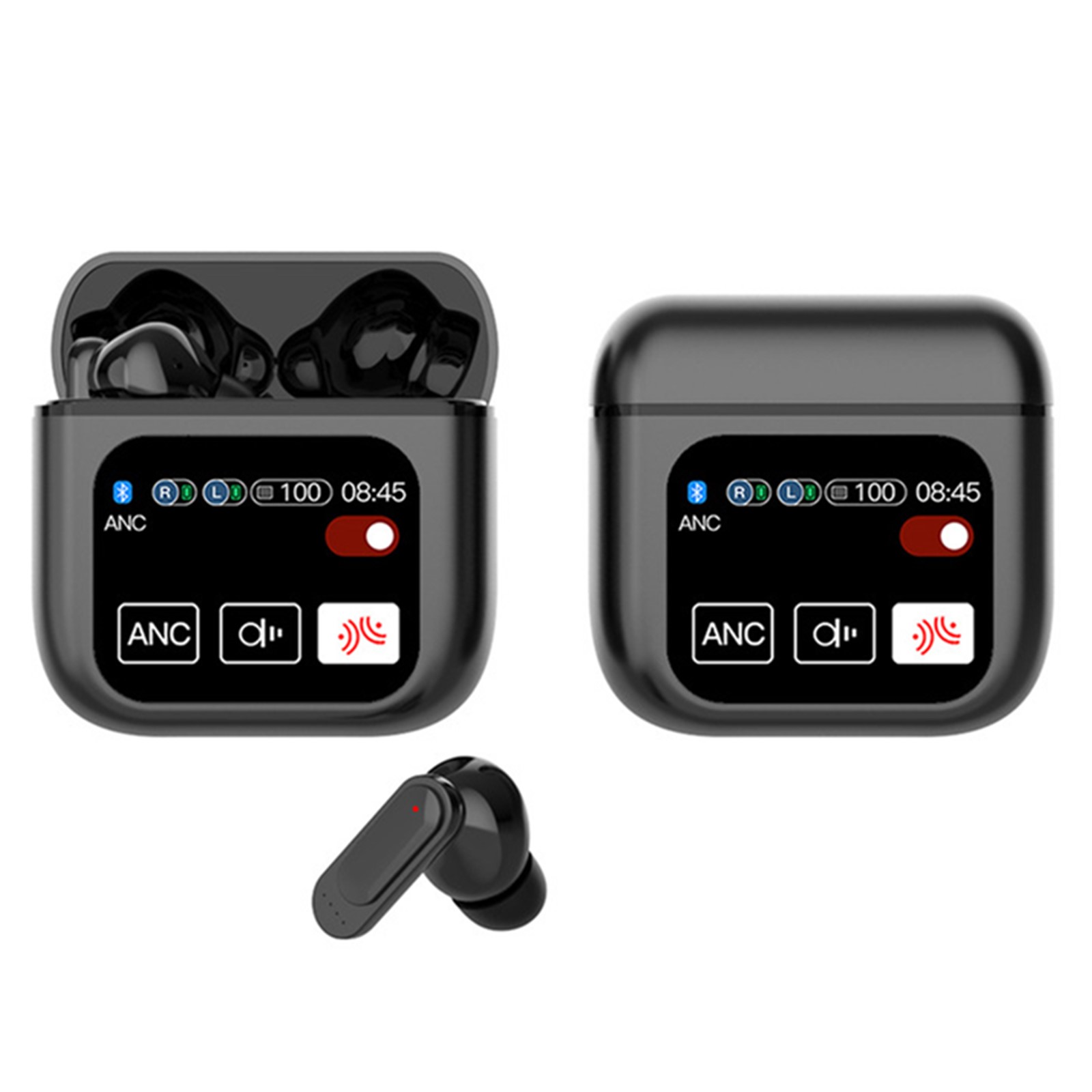 thumbnail image 1 of Auriculares intrauditivos inalámbricos con pantalla táctil LED, cancelación de ruido ANC y ENC, estuche de carga inteligente, micrófono para llamadas perfectas con control por voz, 1 of 8