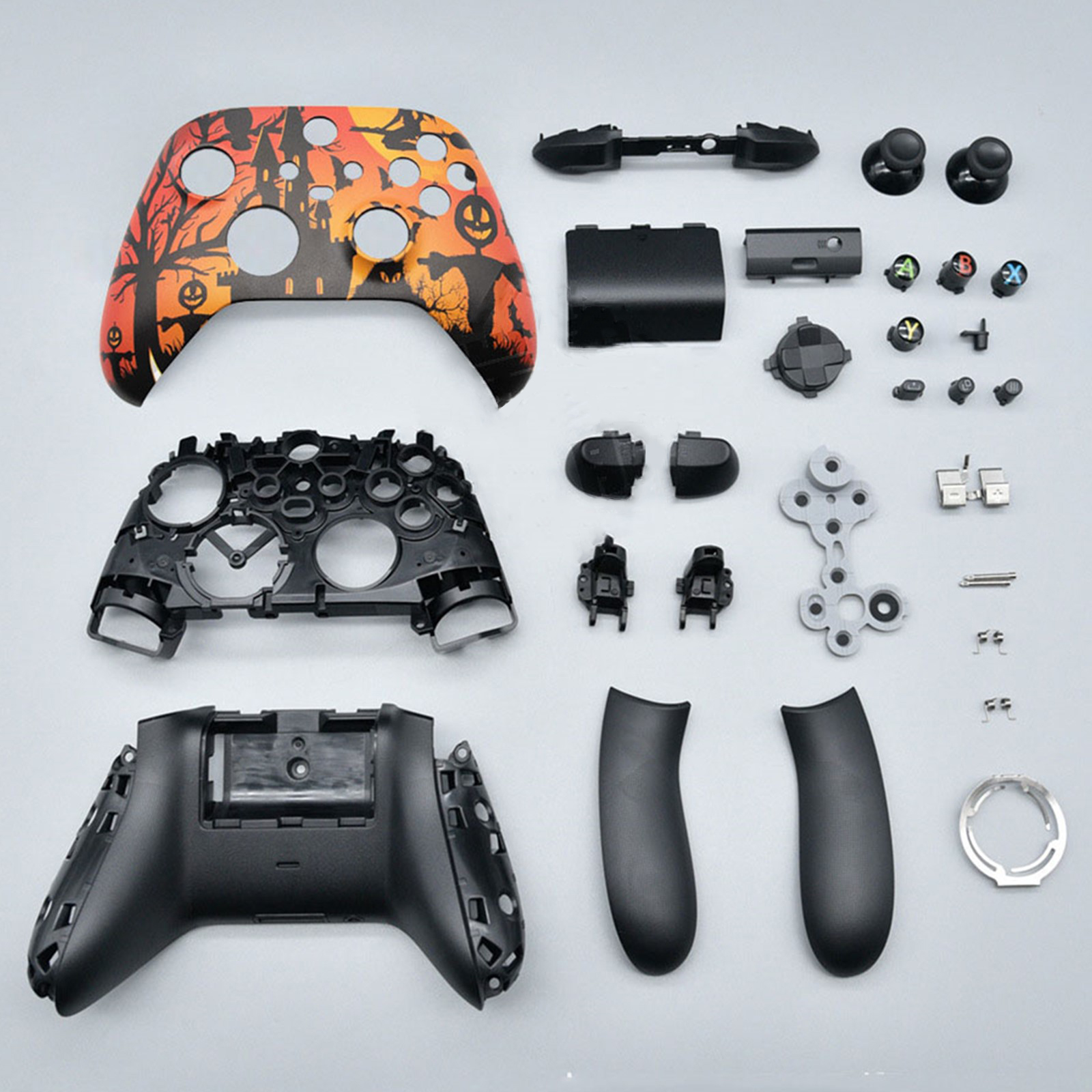 Kit de carcasa de repuesto para mando Xbox Series X y S, carcasa completa, panel, marco central, raíles laterales, botones (ABXY, LT RT, LB RB). Carcasa y joysticks personalizados DIY
