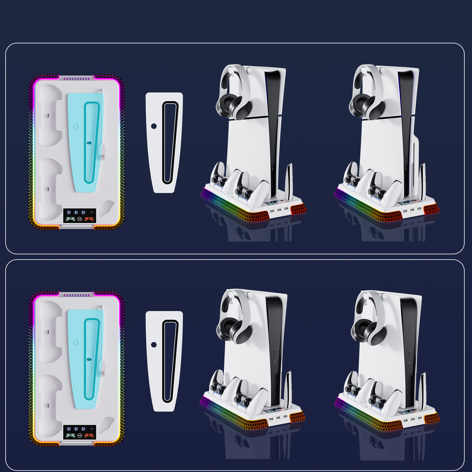 Soporte de estación de enfriamiento para PS5 Slim/PS5 con controlador de carga ventilador de enfriamiento - Imagen 24 de 26
