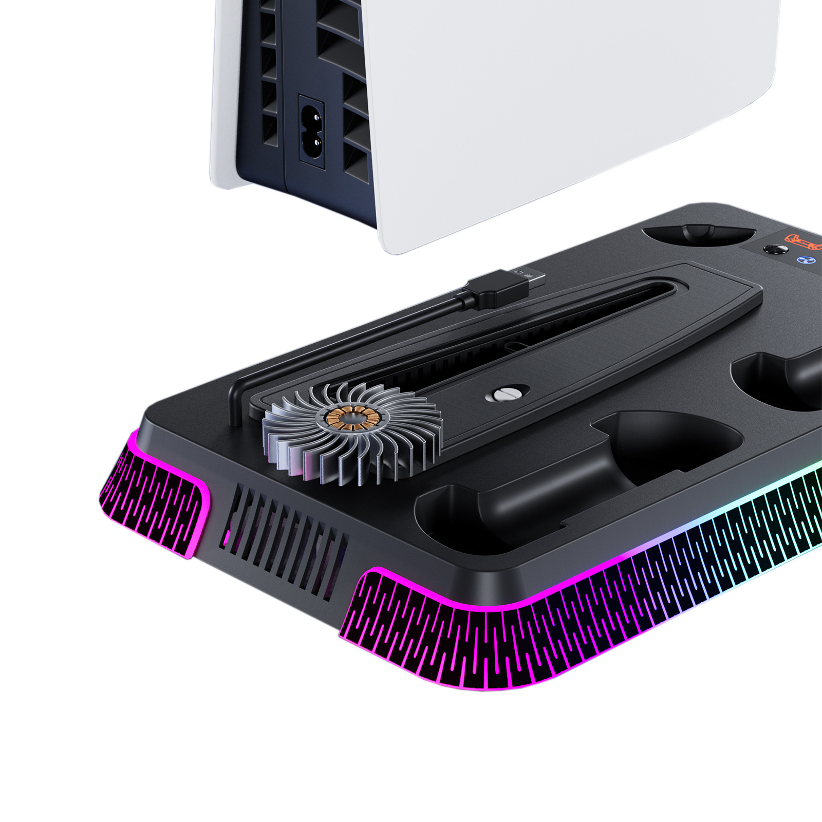 Soporte de estación de enfriamiento para PS5 Slim/PS5 con controlador de carga ventilador de enfriamiento - Imagen 16 de 26
