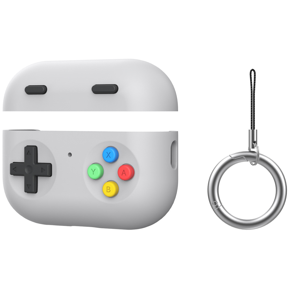 Funda protectora para AirPods Pro 2 con diseño retro de consola de videojuegos portátil. Funda protectora de silicona con llavero y cordón