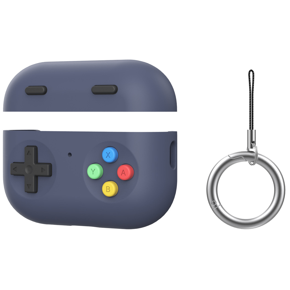 Funda protectora para AirPods Pro 2 con diseño retro de consola de videojuegos portátil. Funda protectora de silicona con llavero y cordón