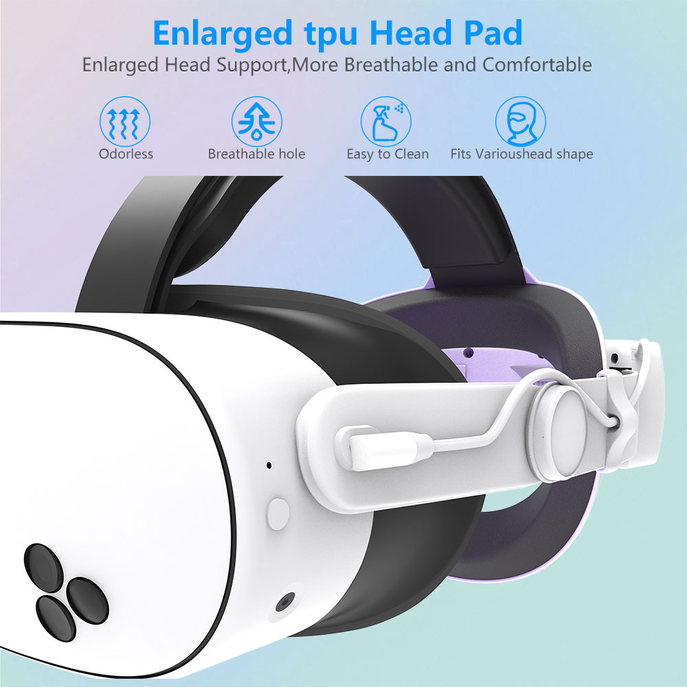 Correa para la cabeza para Meta Quest 3S con batería de 12000 mAh luces RGB accesorios VR - Imagen 19 de 39