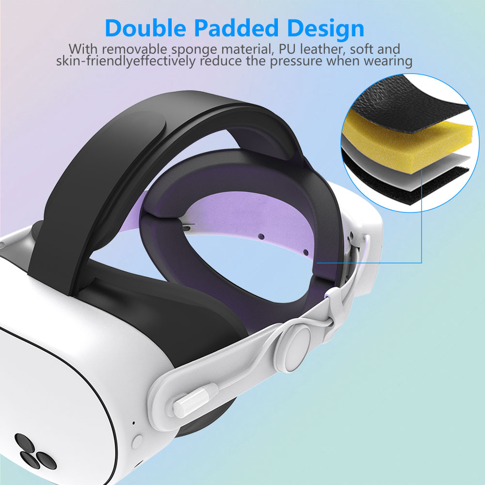 Correa para la cabeza para Meta Quest 3S con batería de 12000 mAh luces RGB accesorios VR - Imagen 20 de 39