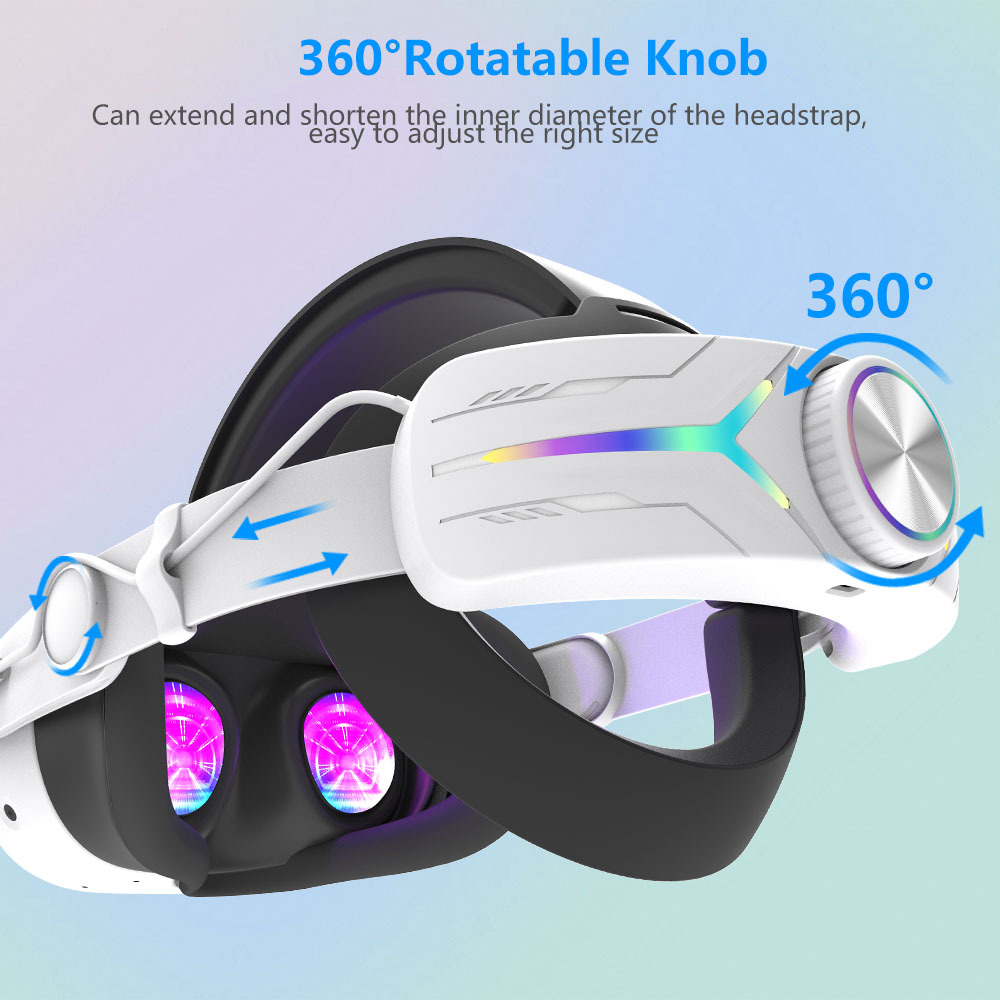 Correa para la cabeza para Meta Quest 3S con batería de 12000 mAh luces RGB accesorios VR - Imagen 17 de 39